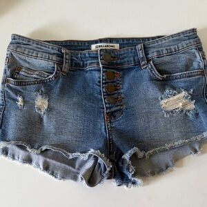 Billabong Frayed Light Blue Distressed Denim Cutoff Shorts